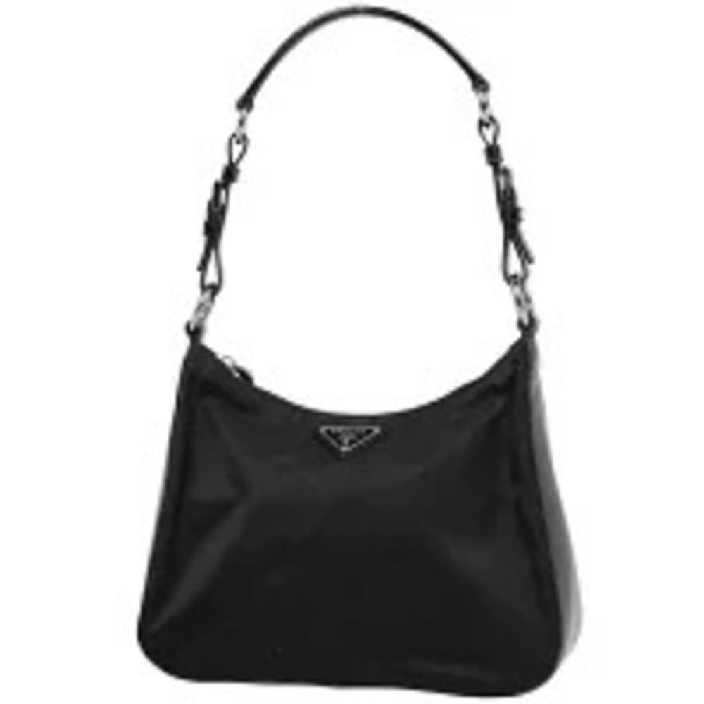 Prada Plate Shoulder Bag Handbag Tessuto Nero Black